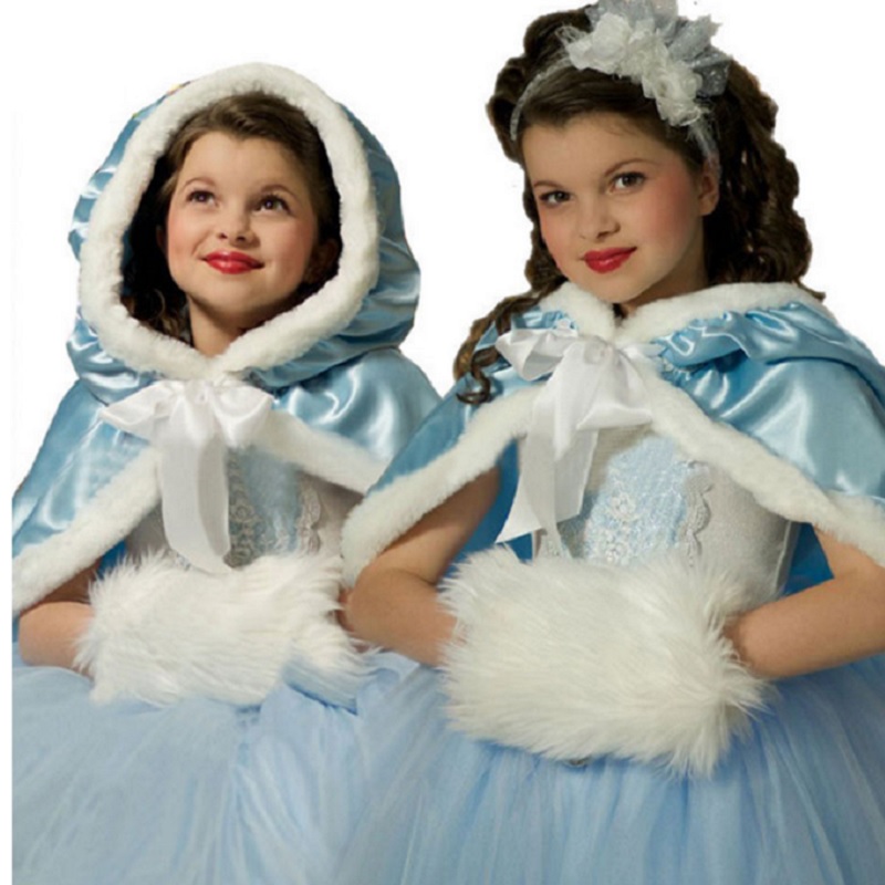 01604christmas-girls-dress-red-blue-princess-costume-with-shawl-girls-dresses-winter-dress