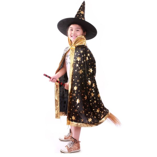 03702-children-halloween-costumes-witch-wizard-cloak-gown-robe-and-hat-cap-stars-fancy-cosplay