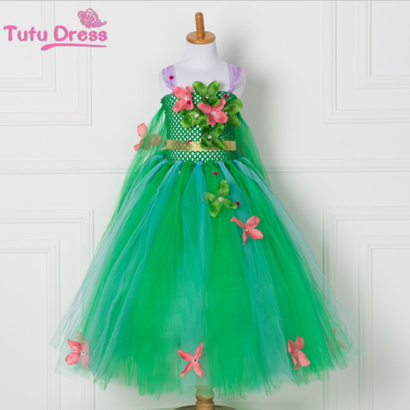 06901-girl-green-princess-flower-dresses-christmas-children-costume