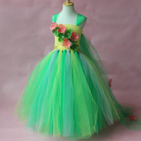 06904-girl-green-princess-flower-dresses-christmas-children-costume