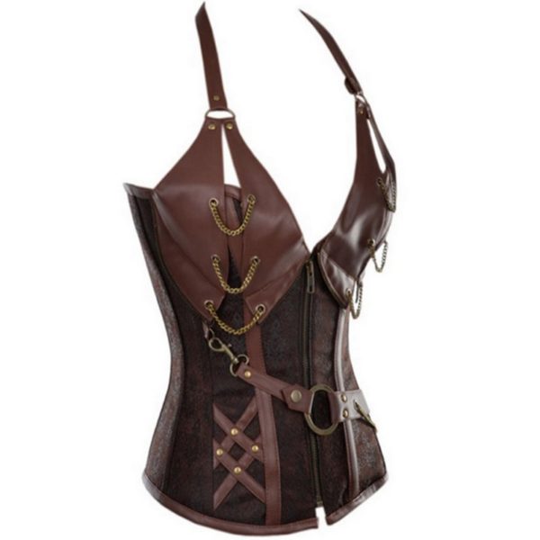 08702-synthetic-leathe-brown-vintage-steampunk-corselet-tops-overbust-bustiers-corsets-gothic-corset-steampunk-for-women