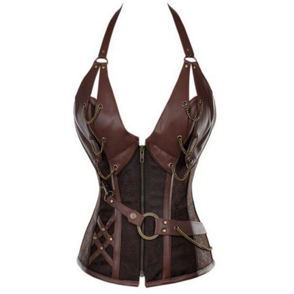 08704-synthetic-leathe-brown-vintage-steampunk-corselet-tops-overbust-bustiers-corsets-gothic-corset-steampunk-for-women