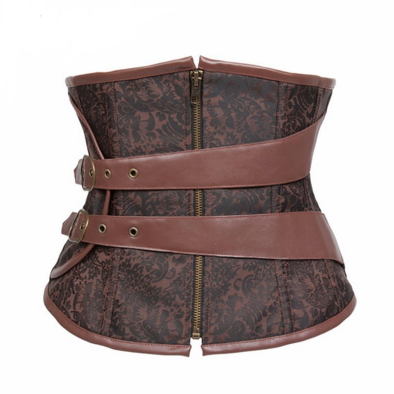 11201-zipper-up-bodysuit-gothic-steel-boned-corsets-bustier-brown-corselet-underbust-slim-bustiers
