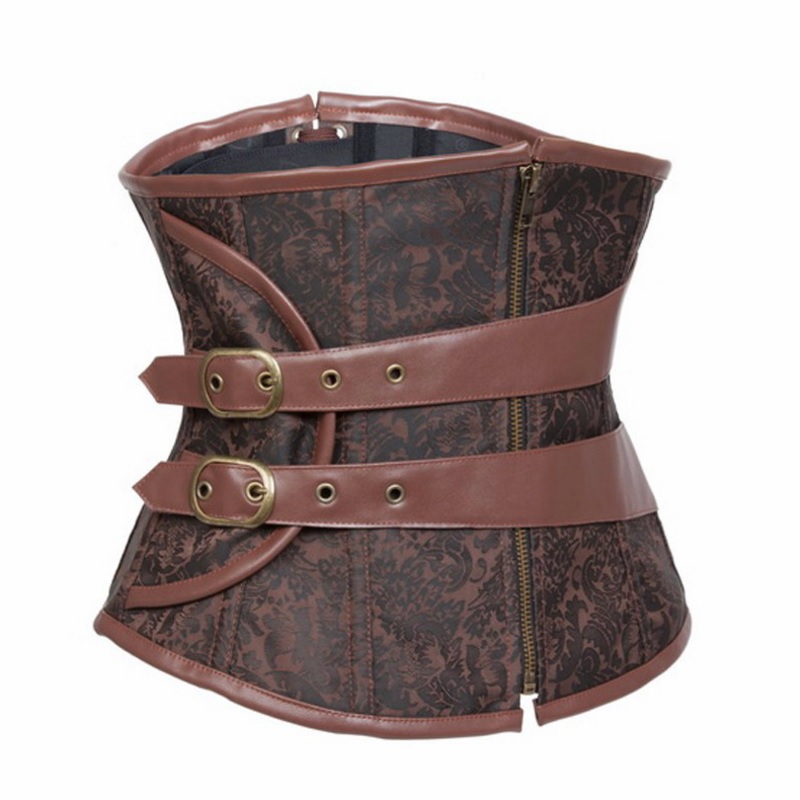 11203-zipper-up-bodysuit-gothic-steel-boned-corsets-bustier-brown-corselet-underbust-slim-bustiers
