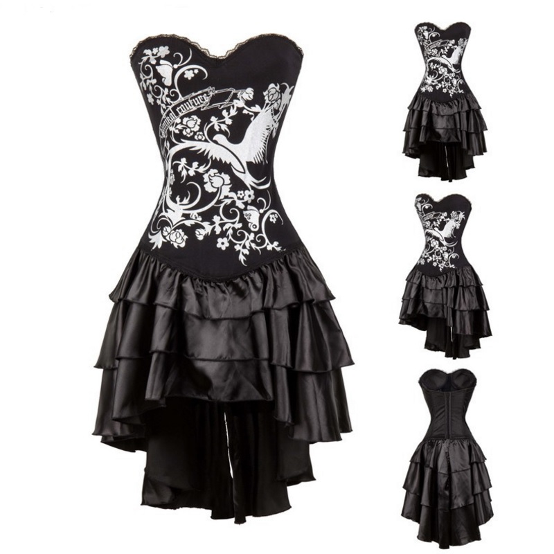 13601-sexy-overbust-corset-and-bustier-lace-evening-women-casual-dress-push-up-gothic-corset-dress-with-skirt