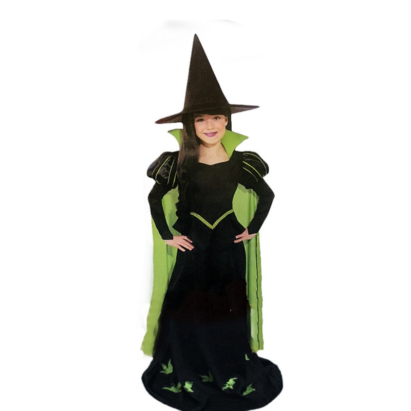 16001-kids-girls-green-witch-costumes-sets-girls-halloween-outfits-include-hat-and-dress