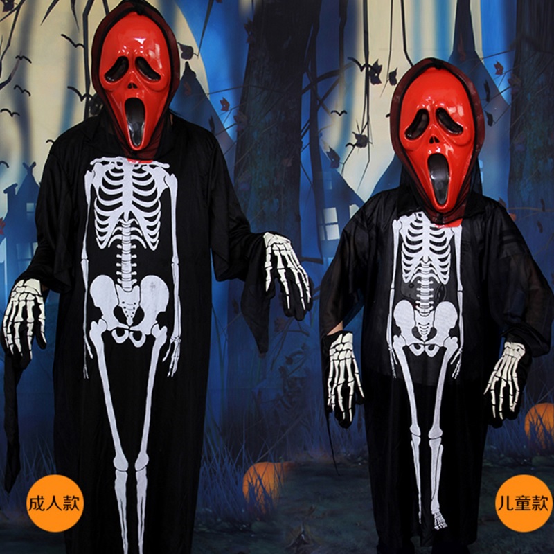 17303-halloween-ghost-scary-costume-mother-daughter-father-son-family-clothing-set-include-mask-jumpsuit-gloves