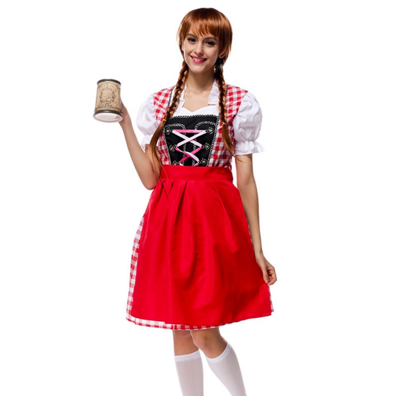 Ladies Oktoberfest Beer Maid Wench German Bavarian Heidi Fancy Dress Costume Cosplay Dress 