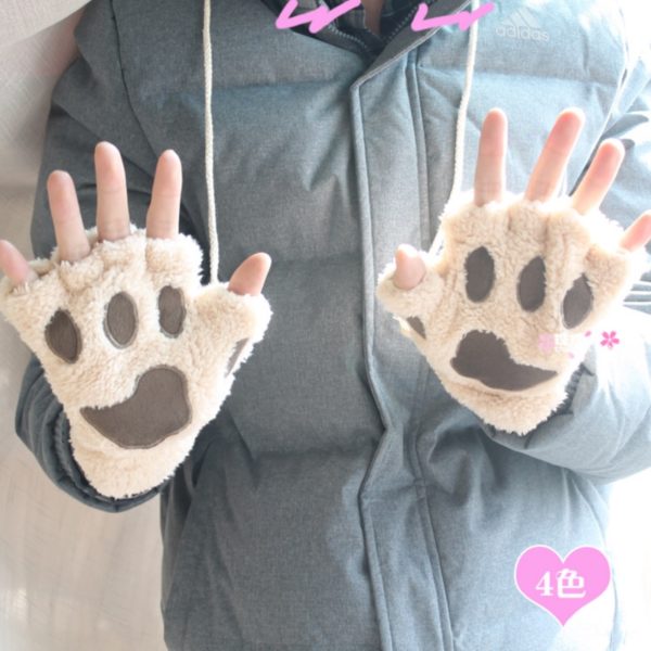 26201-cats-claw-paw-semi-finger-gloves-autumn-and-winter-thickening-thermal-plush-mitring-multicolor