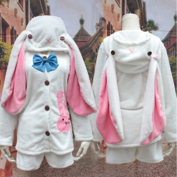 27401-miku-cosplay-rabbit-ears-womens-coral-fleece-derlook-sleep-set