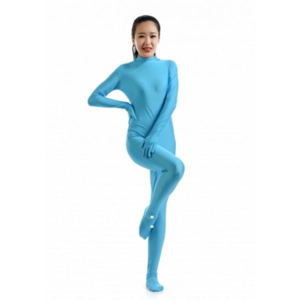 Sky Blue Zentai Suit Light Blue Leotard Halloween Performance Costume ...