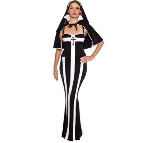 32501-black-and-white-sexy-nun-costume-adult-women-cosplay-dress-with-black-hood-for-halloween