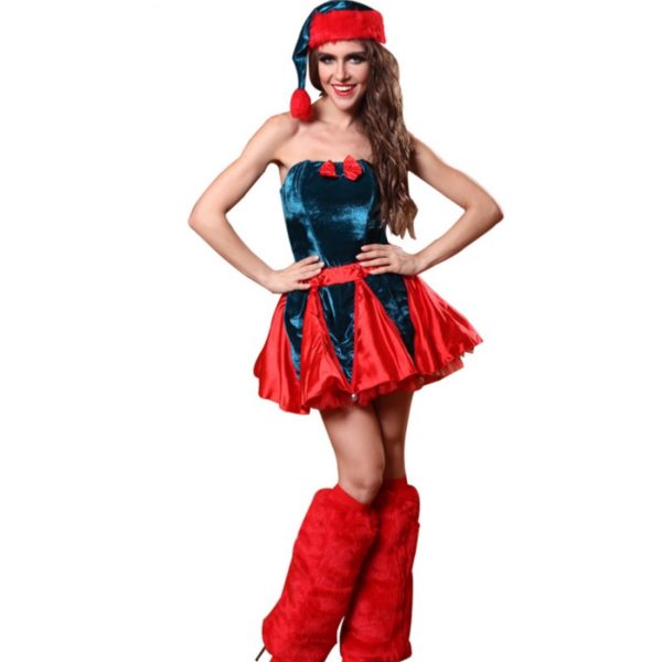 38901-women-christmas-halloween-costume-sleeveless-blue-and-red-girl-elf-dress