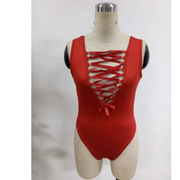 42006-women-bodysuit-plunge-deep-v-neck-lace-up-tie-front-stretch-playsuit-leotard-jumpsuit