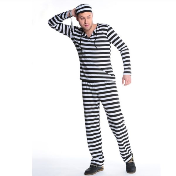 Mens Prisoner Costume Adult Halloween Costume for Men Black and White ...