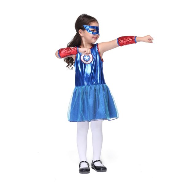 80903 Captain America girl version suits kids Superhero Avengers Cosplay Costume