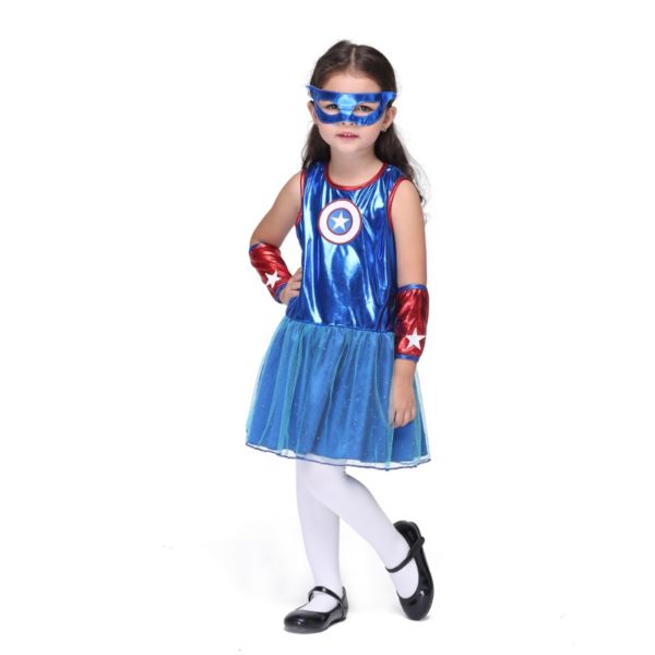 80904 Captain America girl version suits kids Superhero Avengers Cosplay Costume