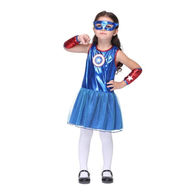 80905 Captain America girl version suits kids Superhero Avengers Cosplay Costume