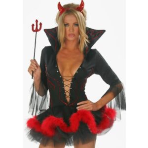 84101 Black Red Halloween Devil Costume For Women