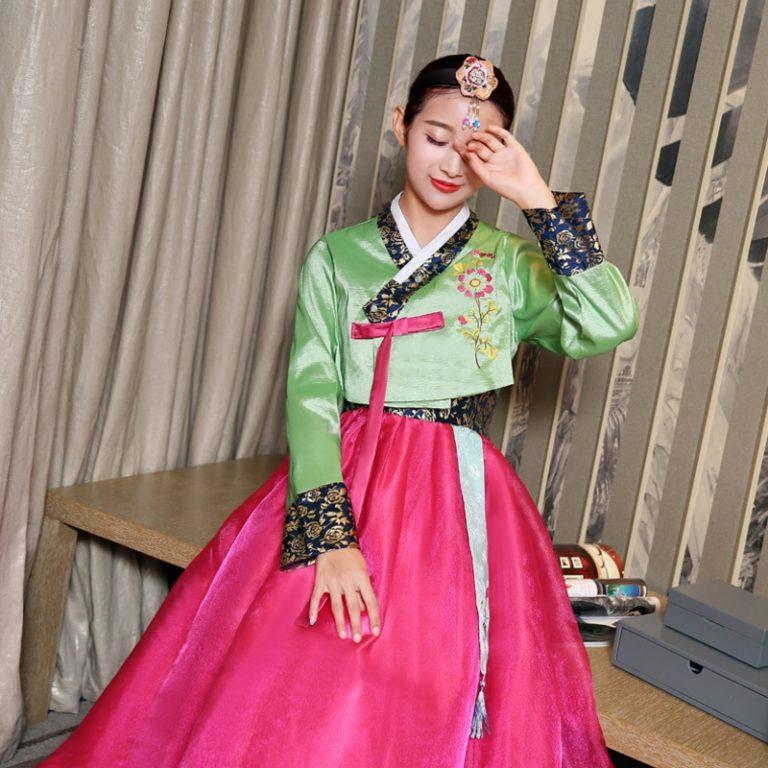 Women Embroidered Korean Traditional Clothing Female Long 
