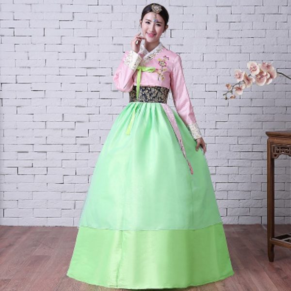 84404 Women Embroidered Korean Traditional Clothing Female Long Sleeve Hanbok Korean Court Hanbok Dress Stage Costume