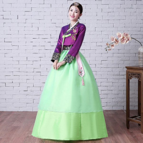 84405 Women Embroidered Korean Traditional Clothing Female Long Sleeve Hanbok Korean Court Hanbok Dress Stage Costume
