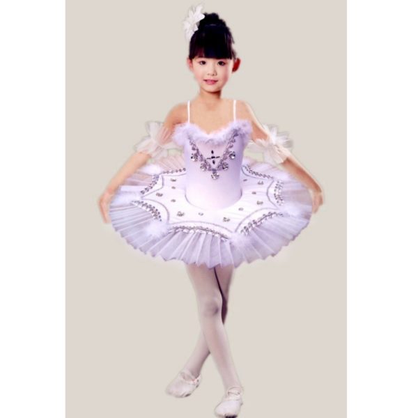 84502 Children Ballet Tutu Dance Skirt Professional Ballet Dancewear Dress For Girl Kids White Feather Swan Lake Princess Clothing