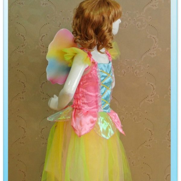 86204 Halloween Costumes Rainbow Dress With Wings Lovely Princess Organza Dresses Stage Performance Clothing Cosplays