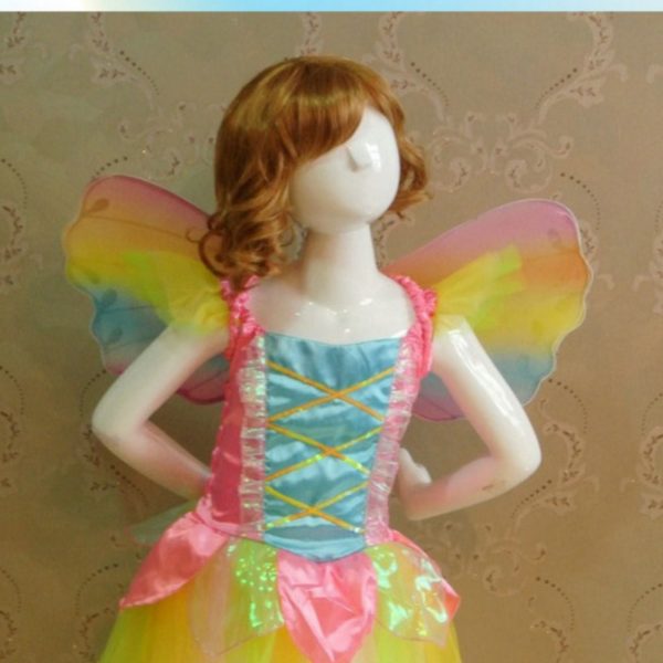 86205 Halloween Costumes Rainbow Dress With Wings Lovely Princess Organza Dresses Stage Performance Clothing Cosplays