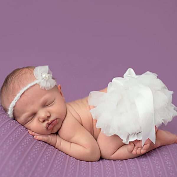 86402 Baby Clothing Shorts Chiffon Gauze Package Fart Baby Shorts With Beautiful Baby Headdress Flower