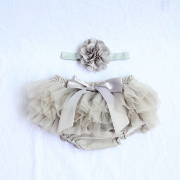 86404 Baby Clothing Shorts Chiffon Gauze Package Fart Baby Shorts With Beautiful Baby Headdress Flower