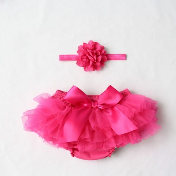 86405 Baby Clothing Shorts Chiffon Gauze Package Fart Baby Shorts With Beautiful Baby Headdress Flower
