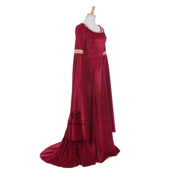 87304 Medieval Renaissance Victorian Dresses Red Satin Ball Gowns For Ladies