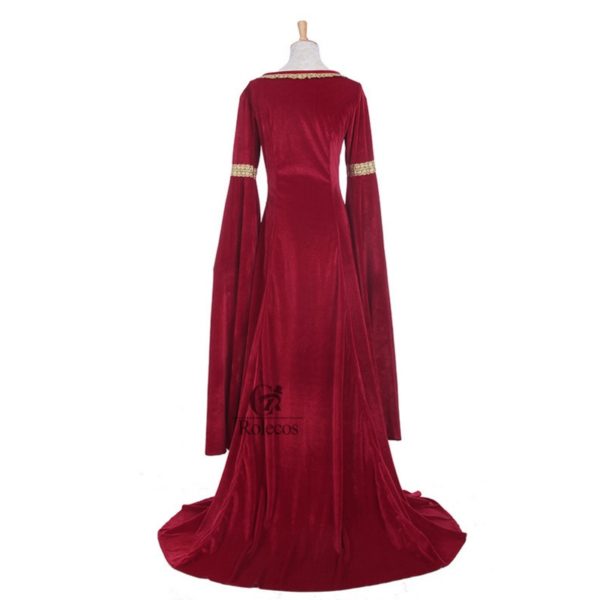 87305 Medieval Renaissance Victorian Dresses Red Satin Ball Gowns For Ladies