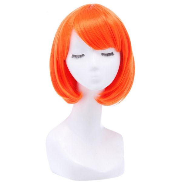 87503 Women Short Purple Red Gray Blue BOB Wigs With Bangs 30cm Straight Synthetic Hairs