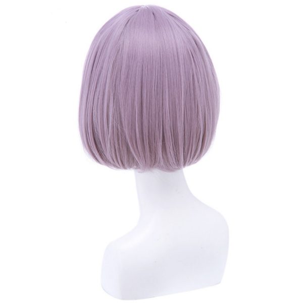 87506 Women Short Purple Red Gray Blue BOB Wigs With Bangs 30cm Straight Synthetic Hairs