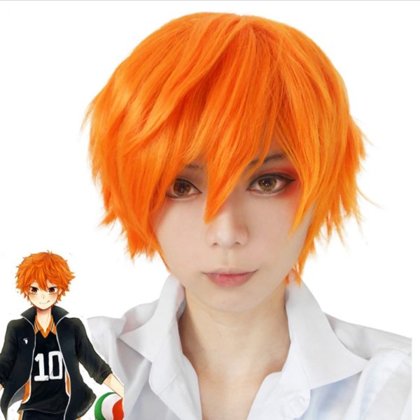 87701 25cm Men Short Synthetic Hair Orange Wig Koushi Sugawara Nishinoya Yuu hinata haikyuu Anime Cosplay Wig