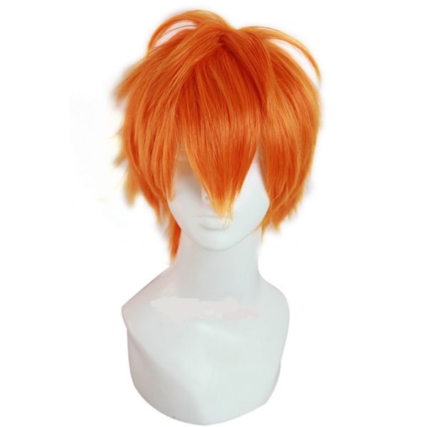 87703 25cm Men Short Synthetic Hair Orange Wig Koushi Sugawara Nishinoya Yuu hinata haikyuu Anime Cosplay Wig