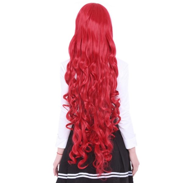 87806 100cm Synthetic Hair Long Curly White Blonde Pink Red Blue Brown Cosplay Wig