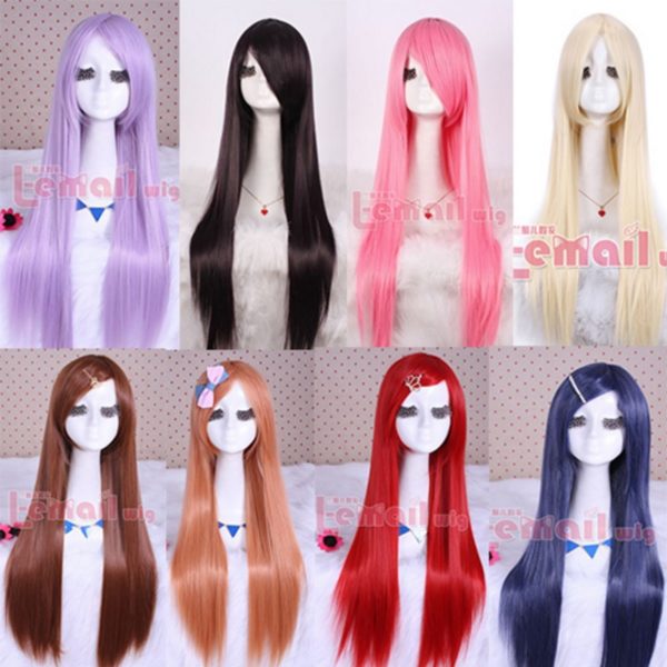 87901 80cm Japan Anime Sarutobi Iris Synthetic Hair Purple Pink Red Bue Brown Long Straight Cosplay Wig