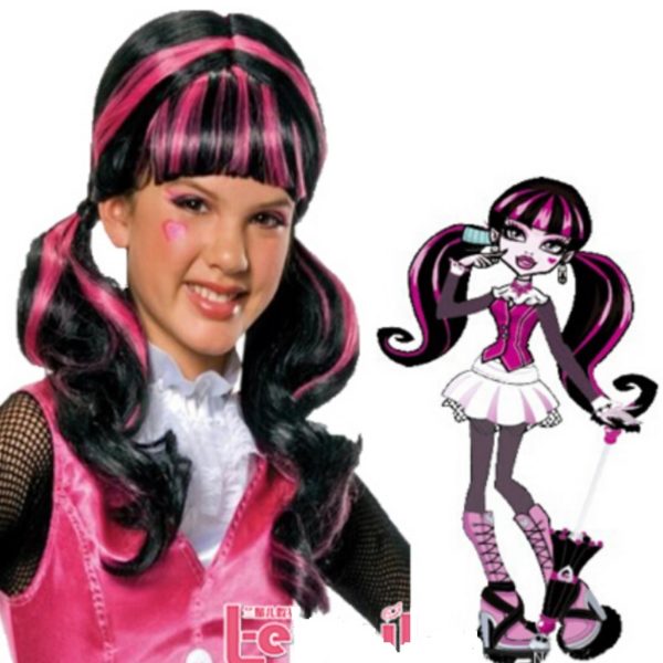 88301 Lady Curly Wavy Synthetic Monster High Draculaura Cosplay Party Wig India Hair