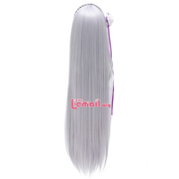 88505 Life in a different world from zero Emilia Cosplay Wigs Long Silver Synthetic Hairs