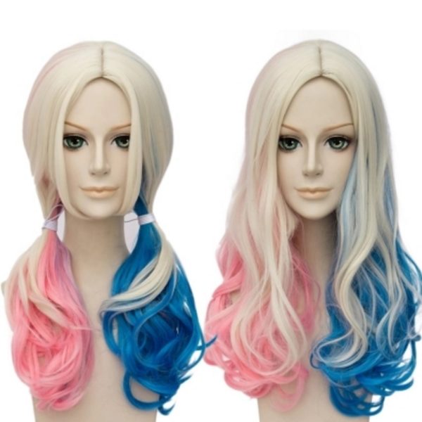 88601 Movie Suicide Squad Harley Quinn Cosplay Wig 55cm Long Curly Synthetic Hair Costume party Wigs