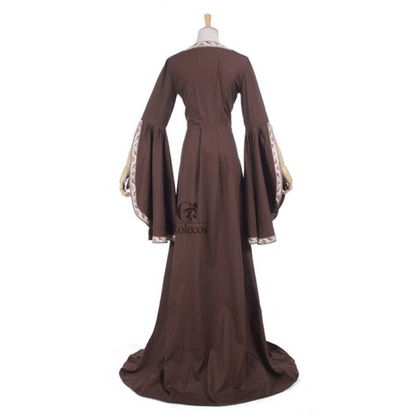 88704 Medieval Renaissance Victorian Dresses Brown Satin Ball Gowns For Ladies Masquerade Queen Costumes