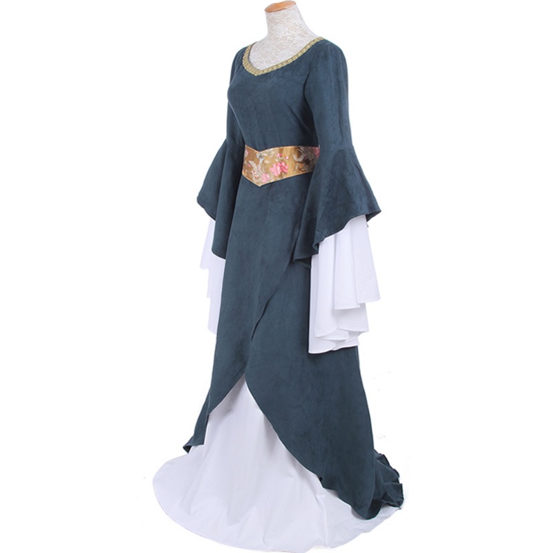 90002 Medieval Renaissance Long Dresses Suede Gothic Evening Dresses