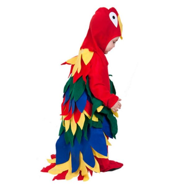 90603 Children Christmas Costume Colorful Red Parrots Jumpsuit Animals Birds Cosplay Costume