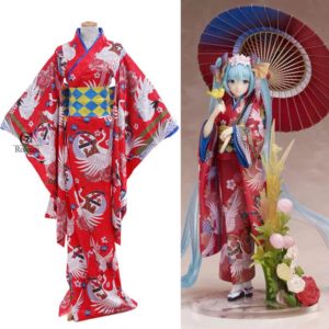 91001 Vocaloid Hatsune Miku Project Diva F Miku Kimono Cosplay Costume