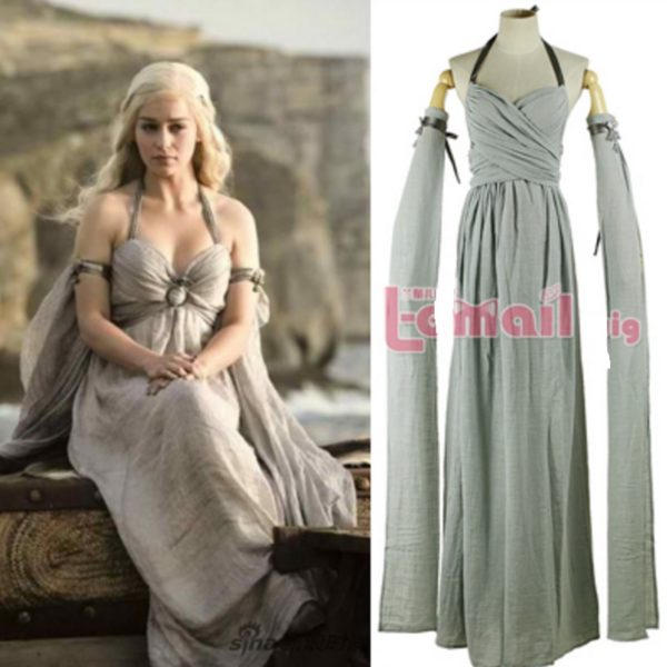 92201 Grey Game Of Thrones Daenerys Targaryen Dress Cosplay Costume