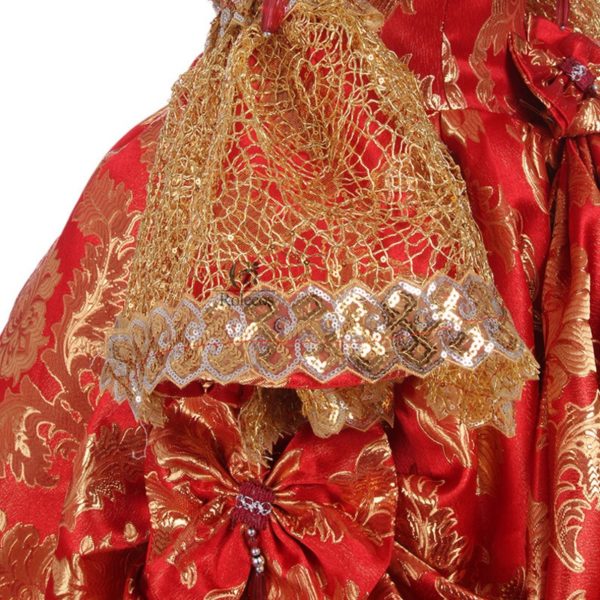 92806 Medieval Renaissance Victorian Dresses Red Gold Masquerade Costumes Queen Ball Gowns For Ladies