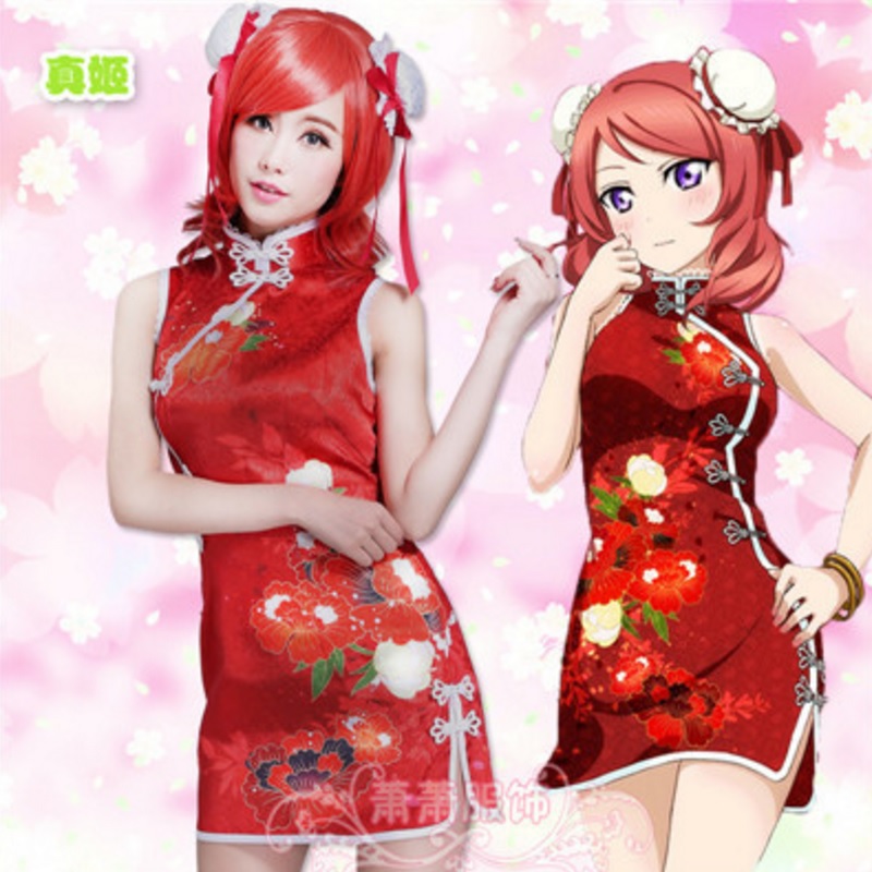 93605 Anime Love Live Cheongsam Kotori Nozomi Hanayo Honoka Kotori Umi Eli Nishikino Maki Rin Nico Chinese Cosplay Costume